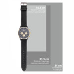 Herren Chronograph gelbgold Echtleder schwarz