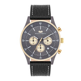 Herren Chronograph gelbgold Echtleder schwarz