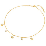 Kette mit Anhänger Edelstahl gelbgold Preciosa weiß