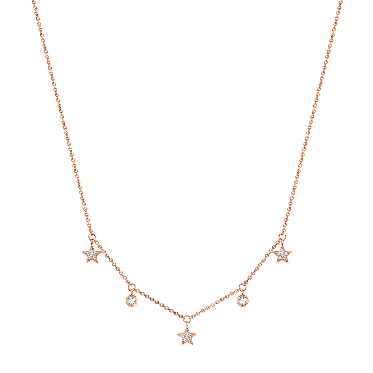 Kette mit Anhänger Edelstahl roségold Preciosa weiß