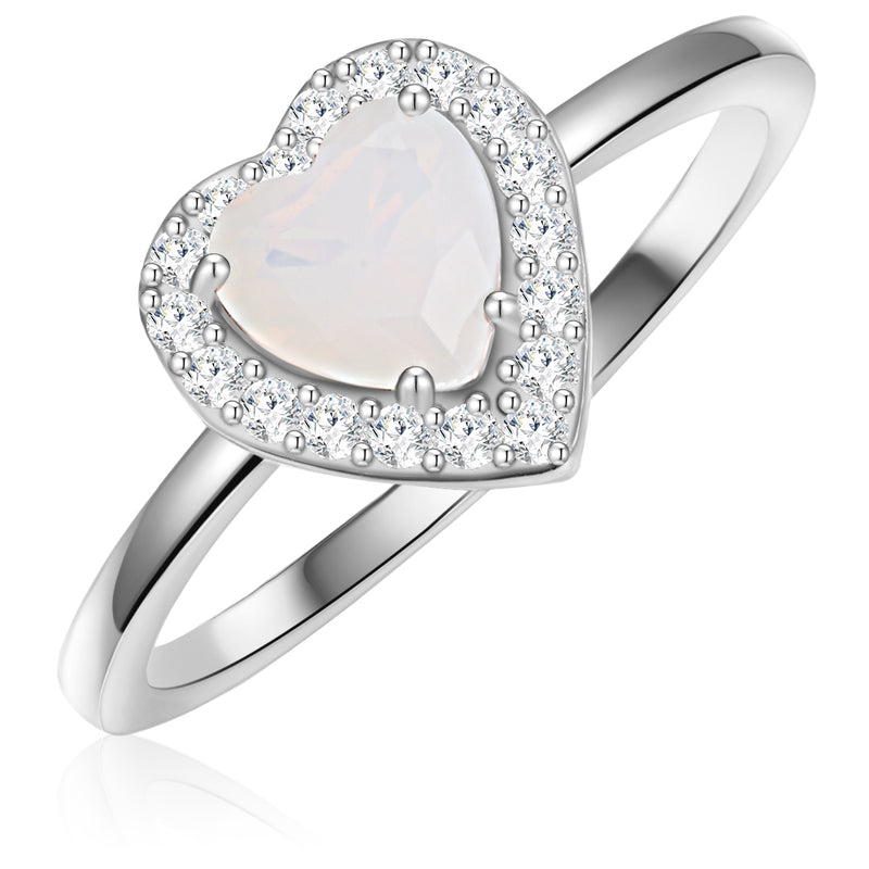 Ring Sterling Silber Mondstein (synth.) Zirkonia weiß