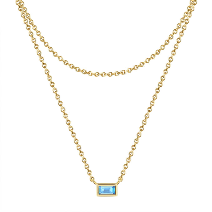 Kette mit Anhänger Sterling Silber gelbgold Zirkonia hellblau