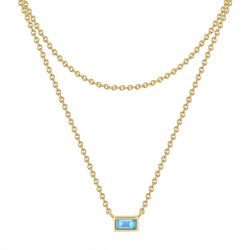 Kette mit Anhänger Sterling Silber gelbgold Zirkonia hellblau