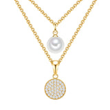 Kette gelbgold Synthetische Perle weiß Glas weiß