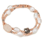 Armband roségold Süßwasser-Zuchtperle weiß Zirkonia weiß