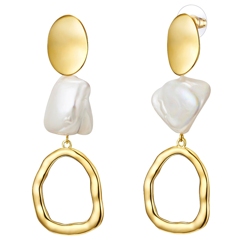 Ohrhänger gelbgold Muschelkernperle weiß