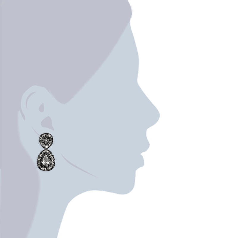 Ohrhänger schwarz Glaskristall grau