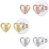 3er Set Ohrstecker tricolor Glaskristall weiß