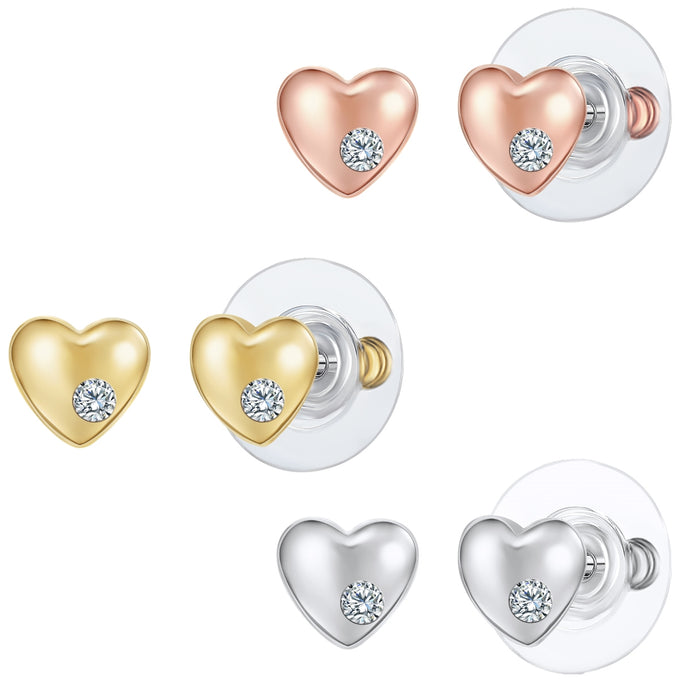 3er Set Ohrstecker tricolor Glaskristall weiß