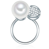 Ring Muschelkernperle weiß Zirkonia weiß