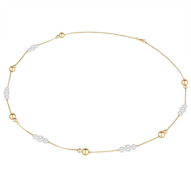 Kette gelbgold Muschelkernperle weiß