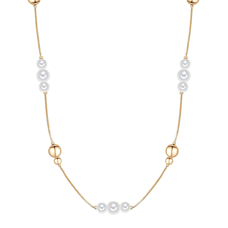 Kette gelbgold Muschelkernperle weiß