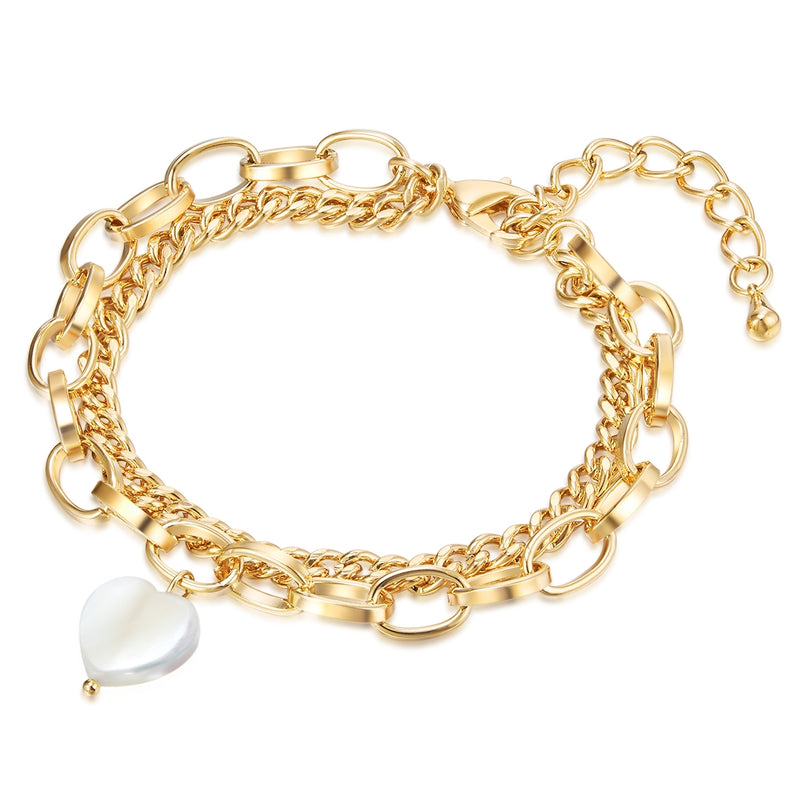 Armband gelbgold Perlmutt weiß