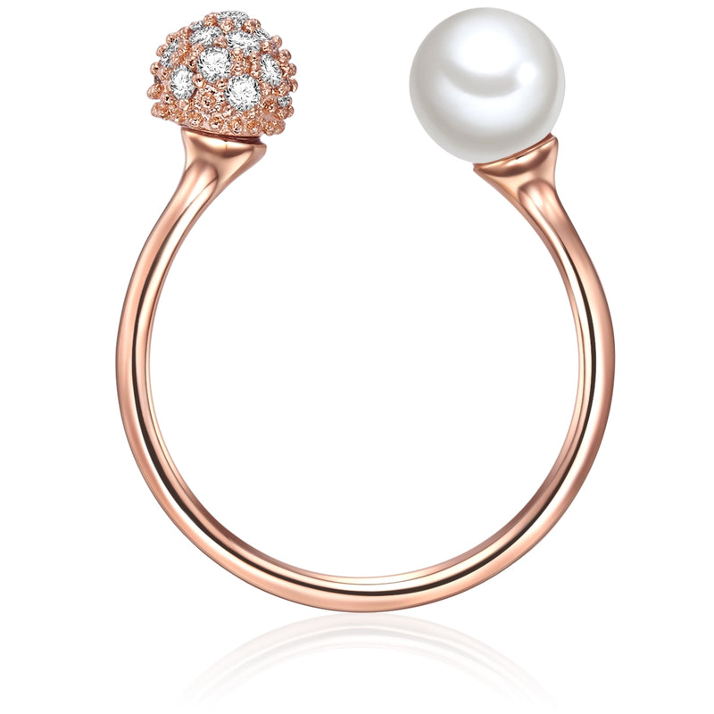 Ring roségold Muschelkernperle weiß Zirkonia weiß