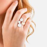 Ring gelbgold Muschelkernperle weiß Zirkonia weiß