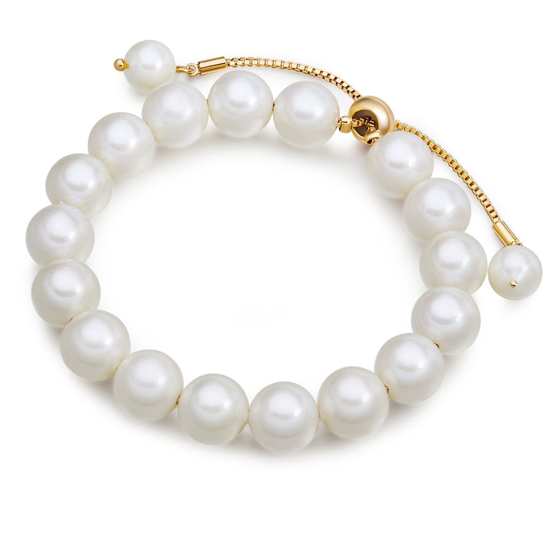 Armband gelbgold Muschelkernperle weiß