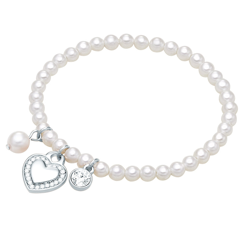 Armband Muschelkernperle weiß Kristall weiß