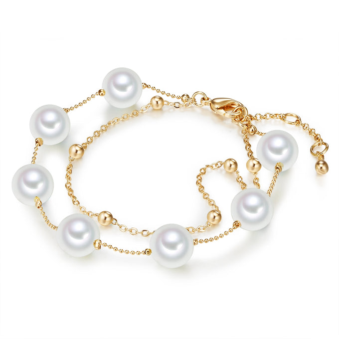 Armband gelbgold Muschelkernperle weiß