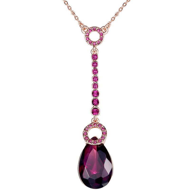 Kette mit Anhänger roségold verziert mit Kristallen von Swarovski® violett Glas violett