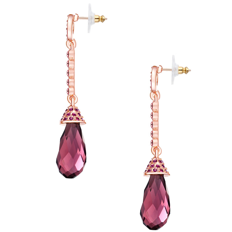 Ohrhänger roségold verziert mit Kristallen von Swarovski® violett Glas violett