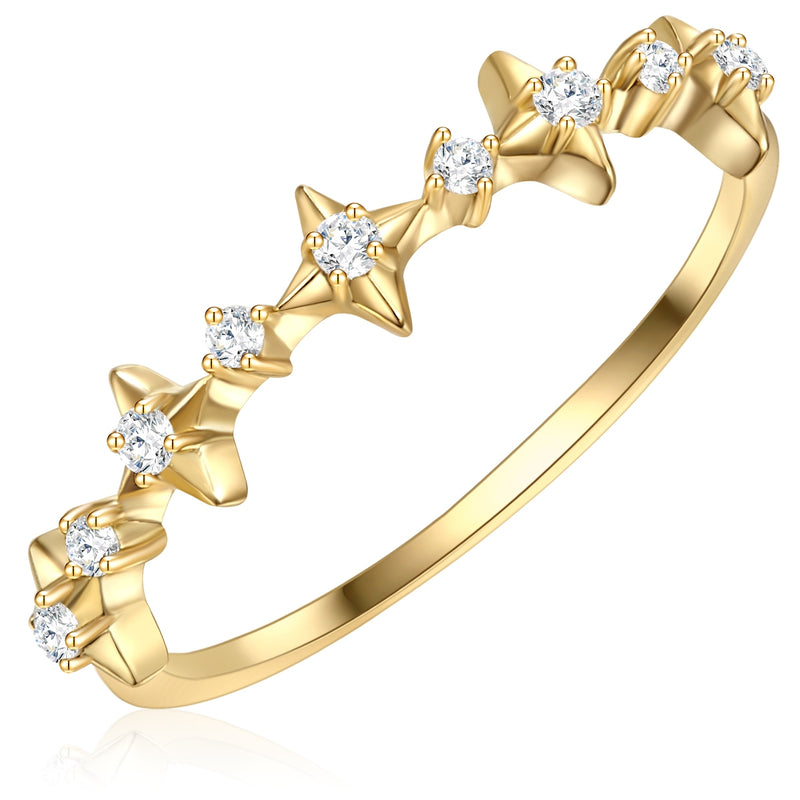 Ring Sterling Silber gelbgold Zirkonia weiß