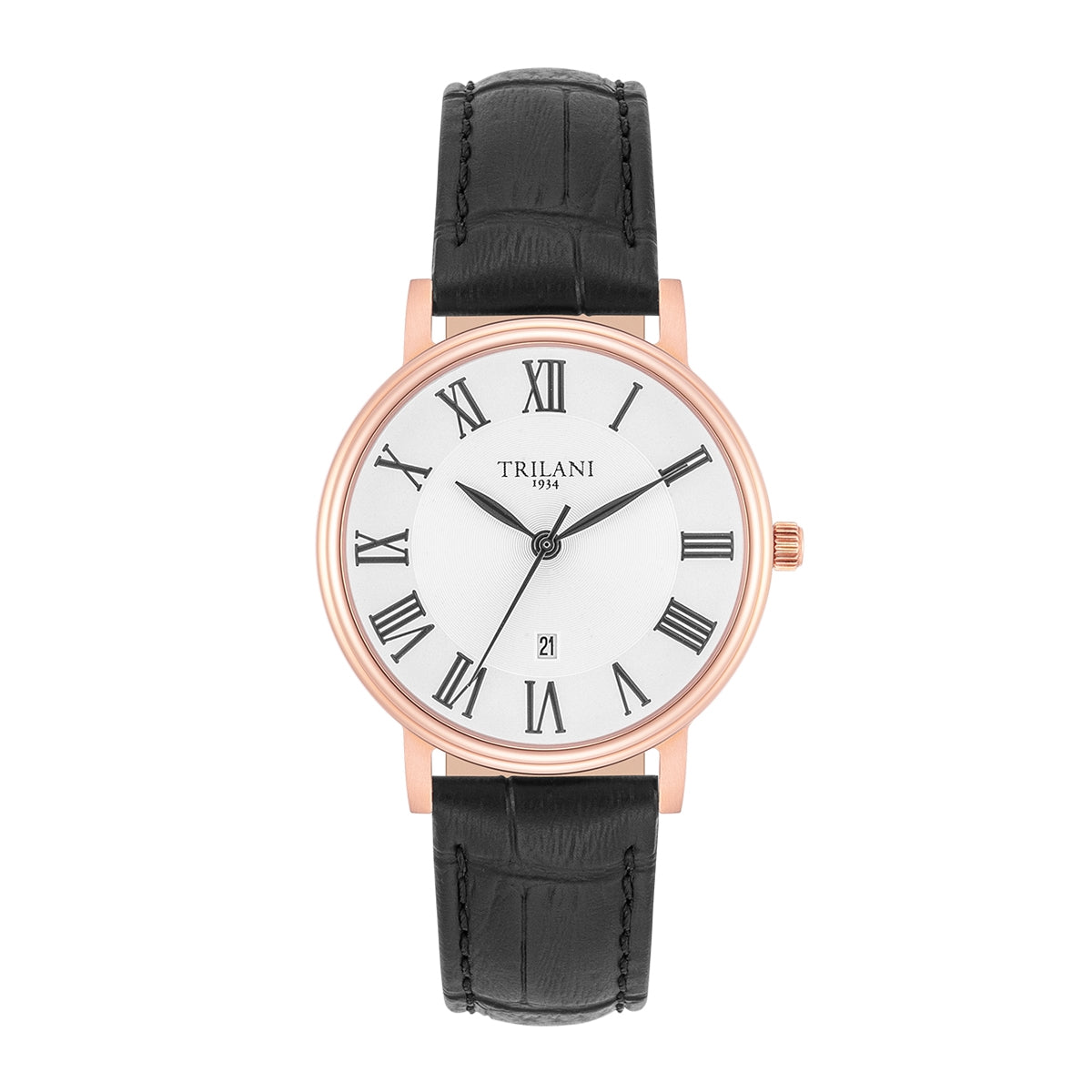 Damen Quarzuhr roségold Echtleder schwarz