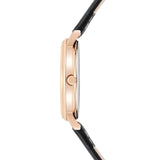 Damen Quarzuhr roségold Echtleder schwarz