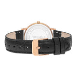Damen Quarzuhr roségold Echtleder schwarz