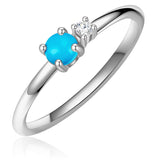 Ring Sterling Silber Türkis (rek.) Zirkonia weiß