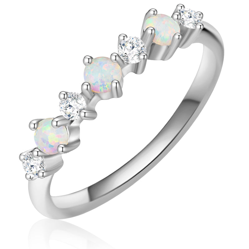 Ring Sterling Silber Opal (synth.) Zirkonia weiß