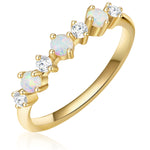 Ring Sterling Silber gelbgold Opal (synth.) Zirkonia weiß