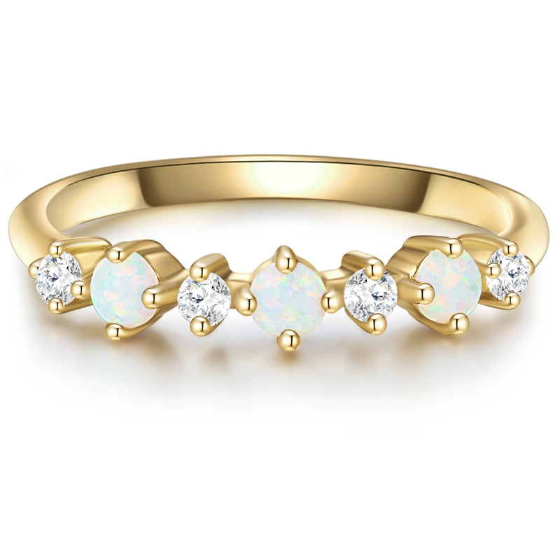 Ring Sterling Silber gelbgold Opal (synth.) Zirkonia weiß