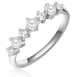 Ring Sterling Silber Süßwasser-Zuchtperle weiß Zirkonia weiß
