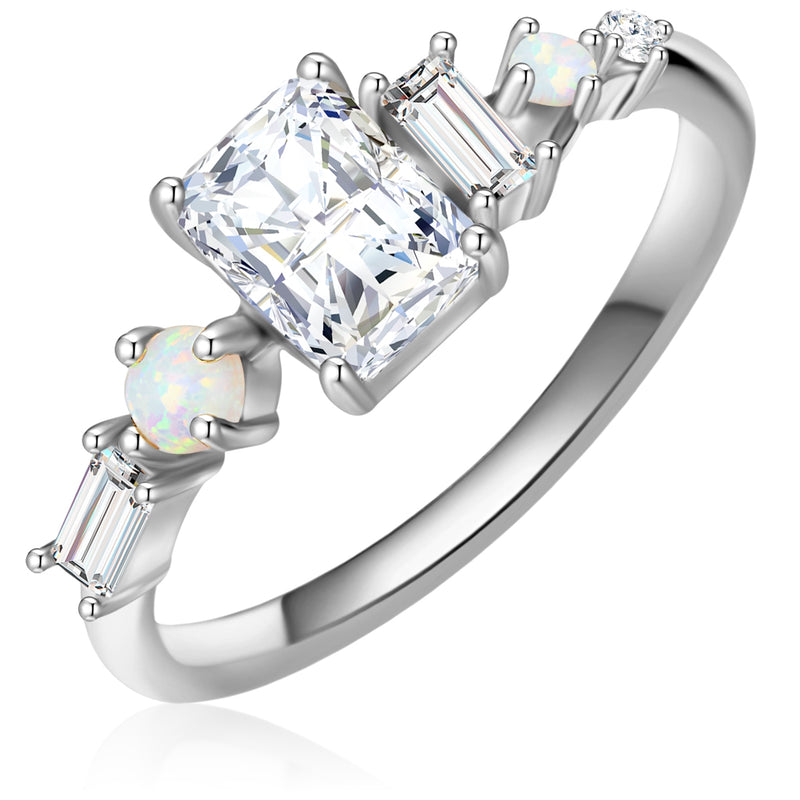 Ring Sterling Silber Opal (synth.) Zirkonia weiß