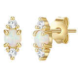 Ohrstecker Sterling Silber gelbgold Opal (synth.) Zirkonia weiß