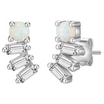 Ohrstecker Sterling Silber Opal (synth.) Zirkonia weiß