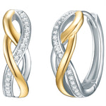 Creolen Sterling Silber bi-Color Zirkonia weiß