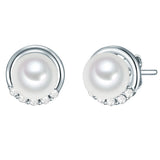 Ohrstecker Sterling Silber Perlmutt weiß Zirkonia weiß