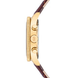 Herren Chronograph gelbgold Echtleder braun