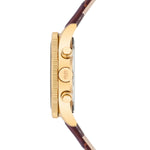 Herren Chronograph gelbgold Echtleder braun