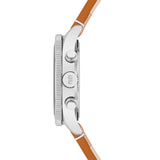 Herren Chronograph silber Echtleder braun