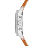 Herren Chronograph silber Echtleder braun