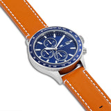 Herren Chronograph silber Echtleder braun