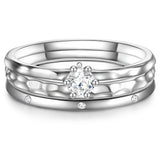 3er Set Ringe Sterling Silber Zirkonia weiß