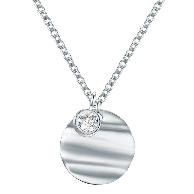 Kette mit Anhänger Edelstahl Zirkonia weiß