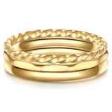 3er Set Ringe Edelstahl gelbgold