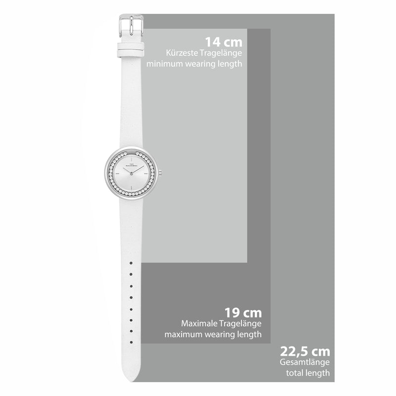 Damen Quarzuhr silber Echtleder weiß