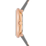 Damen Quarzuhr roségold Echtleder grau