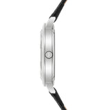 Damen Quarzuhr silber Echtleder schwarz