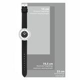 Damen Quarzuhr silber Echtleder schwarz